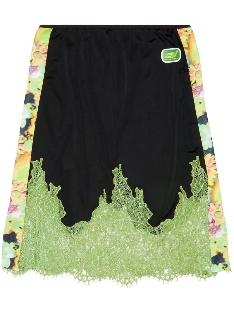 Black Lace Embroidery Logo Skirt