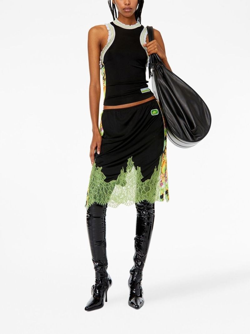 Black Lace Embroidery Logo Skirt