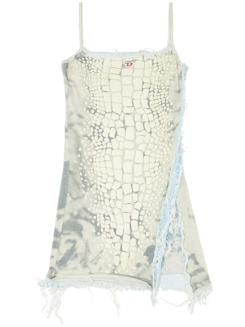 White D-hope Crocodile-effect Dress