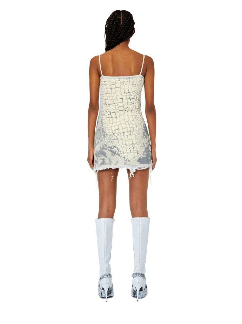 White D-hope Crocodile-effect Dress