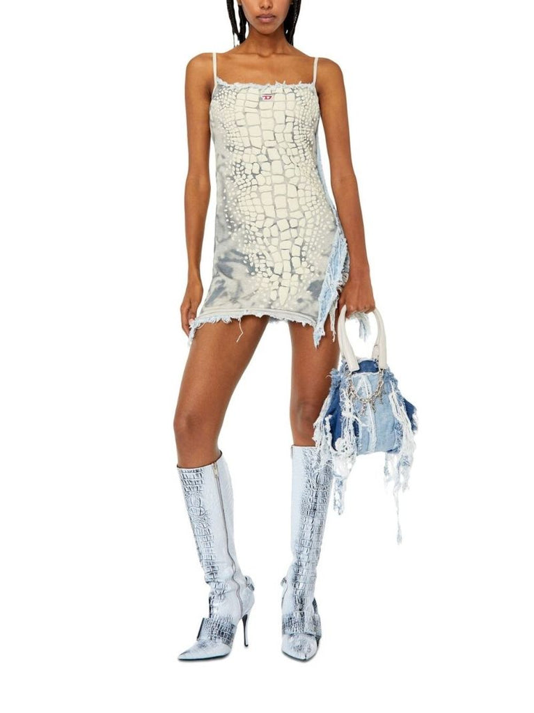 White D-hope Crocodile-effect Dress