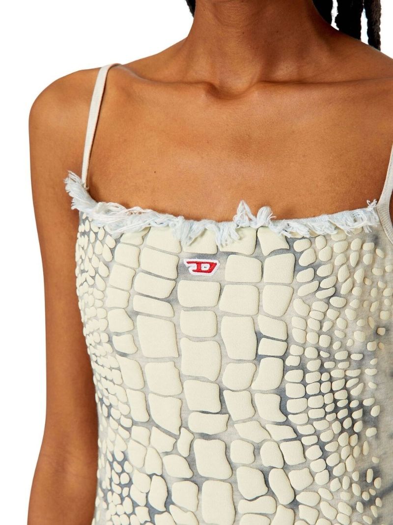 White D-hope Crocodile-effect Dress