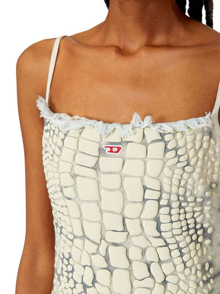 White D-hope Crocodile-effect Dress
