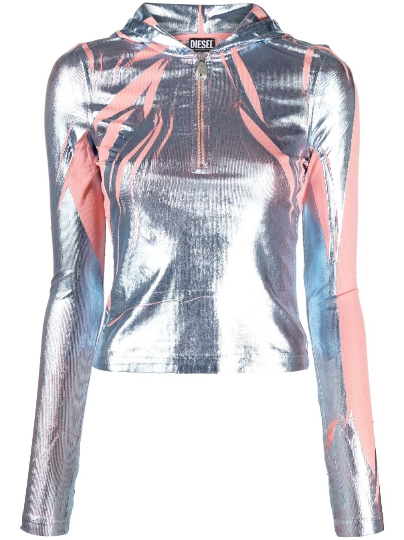 Silver-tone T-cled-hood Metallic Hoodie