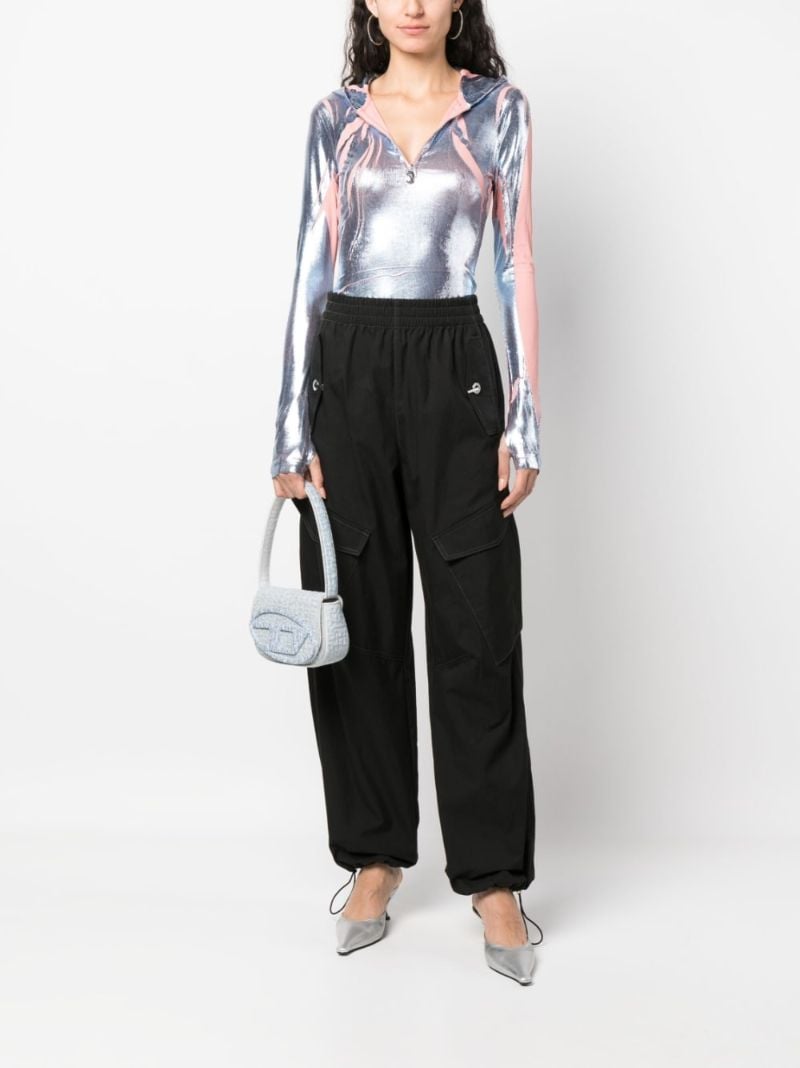 Silver-tone T-cled-hood Metallic Hoodie
