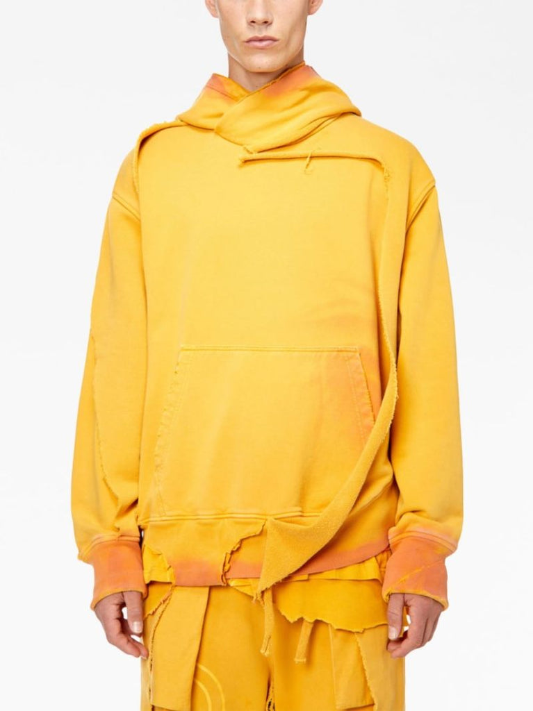 Yellow S-strahoop Layered Cotton Hoodie