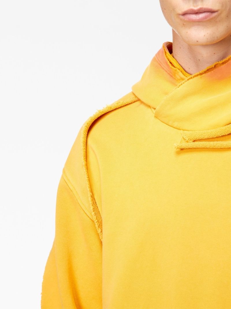 Yellow S-strahoop Layered Cotton Hoodie
