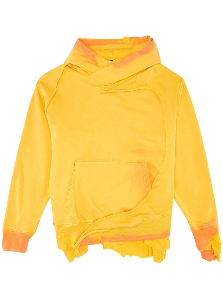 Yellow S-strahoop Layered Cotton Hoodie