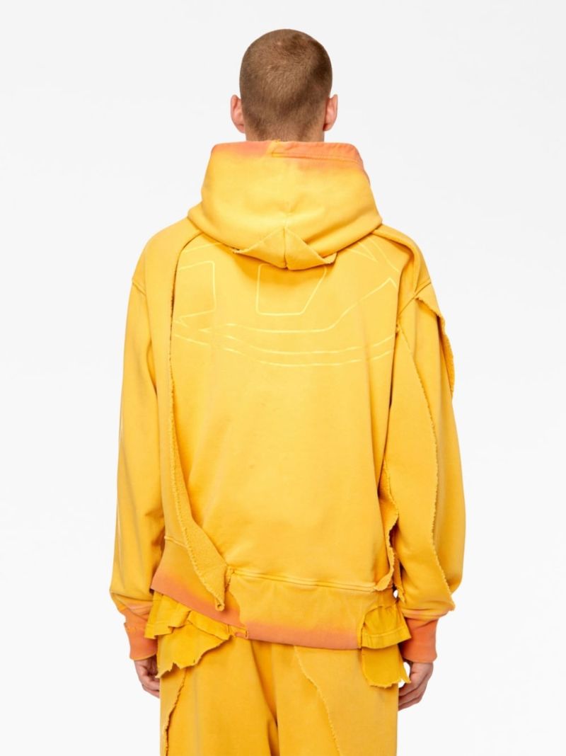 Yellow S-strahoop Layered Cotton Hoodie