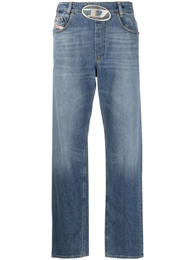Blue Logo-plaque Straight Jeans