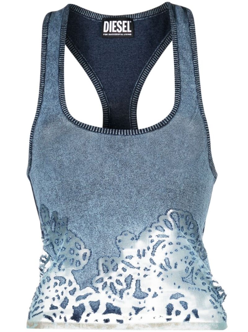 Blue M-anisha Sheer-panelling Tank Top
