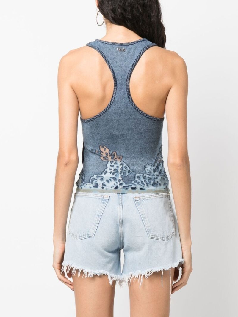 Blue M-anisha Sheer-panelling Tank Top