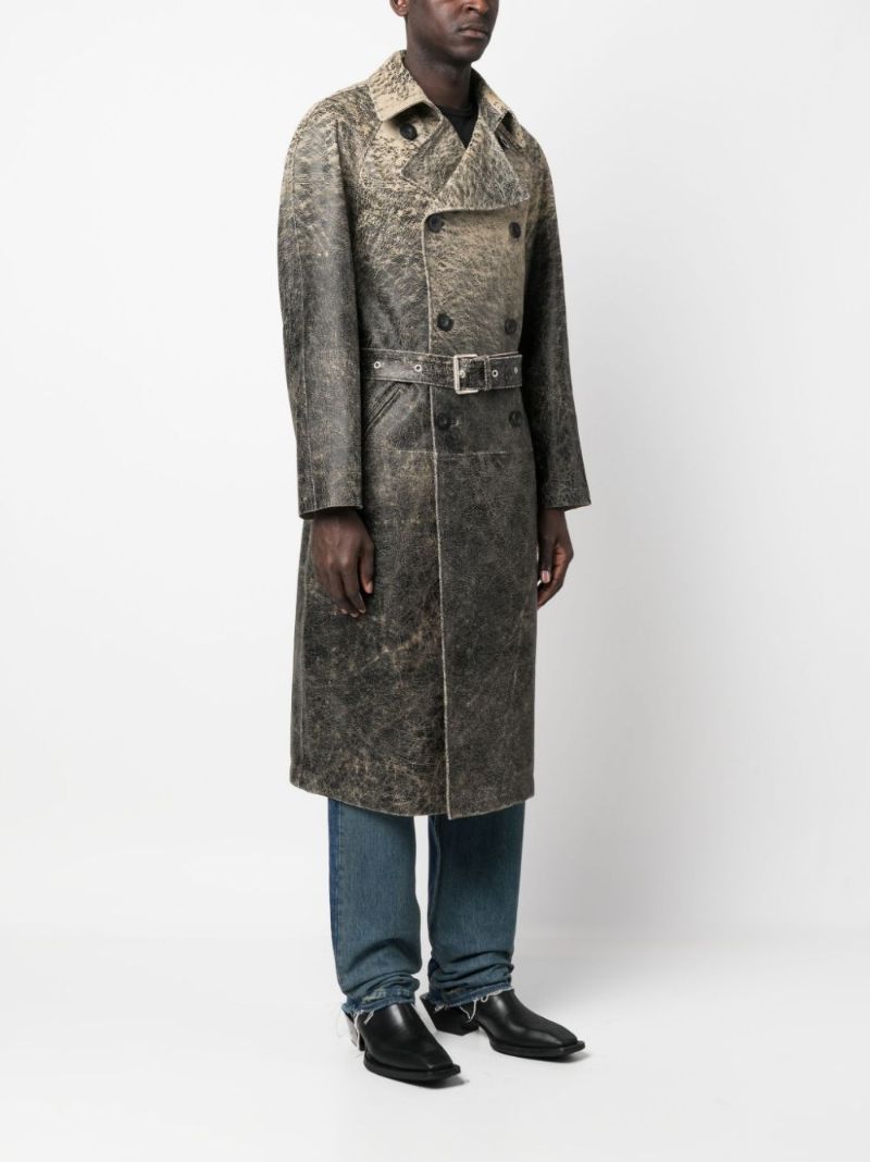 Black L-delirious Double-breasted Leather Coat