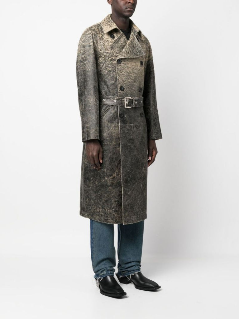 Black L-delirious Double-breasted Leather Coat