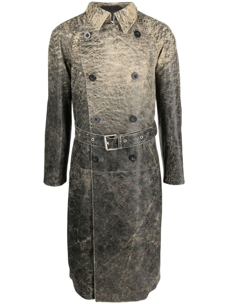 Black L-delirious Double-breasted Leather Coat