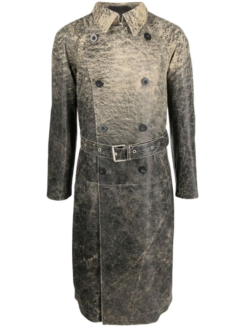 Black L-delirious Double-breasted Leather Coat