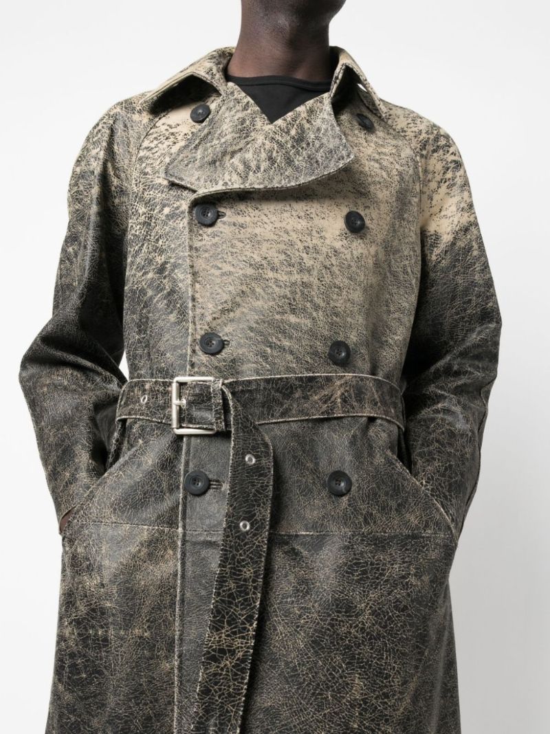 Black L-delirious Double-breasted Leather Coat