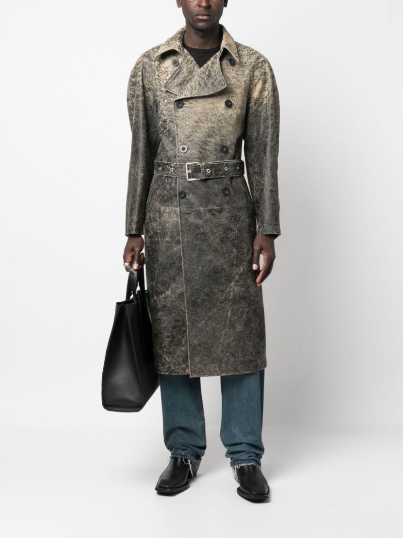 Black L-delirious Double-breasted Leather Coat