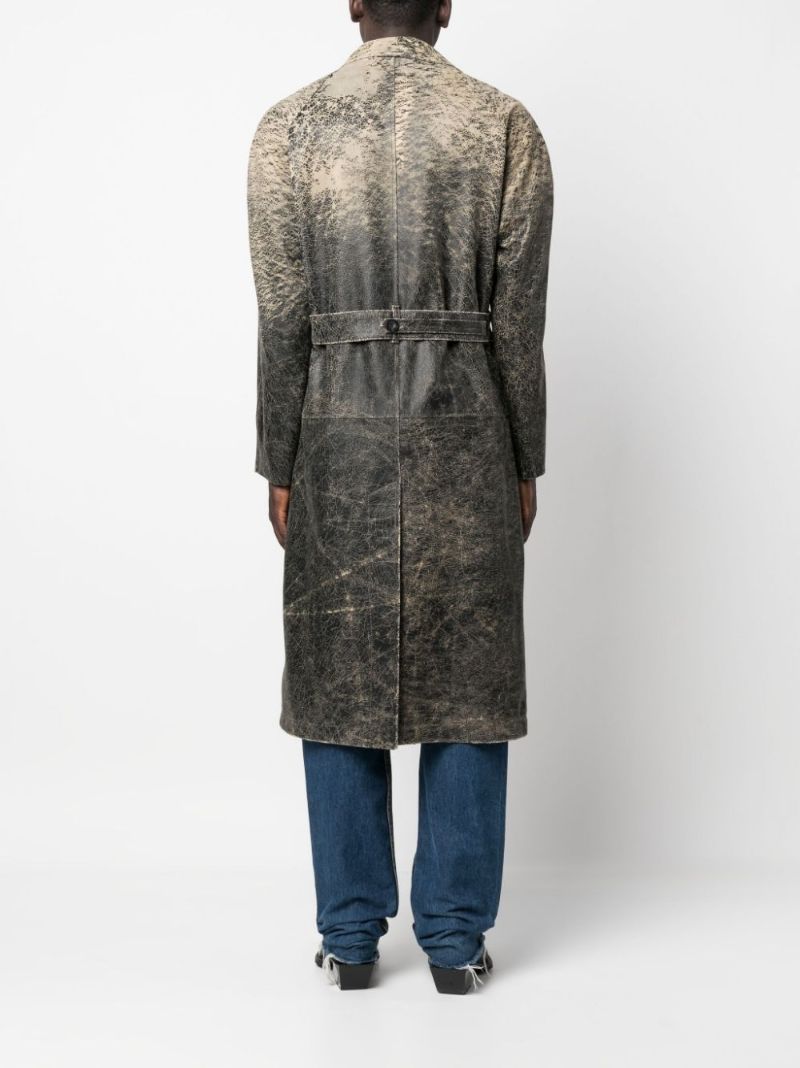 Black L-delirious Double-breasted Leather Coat