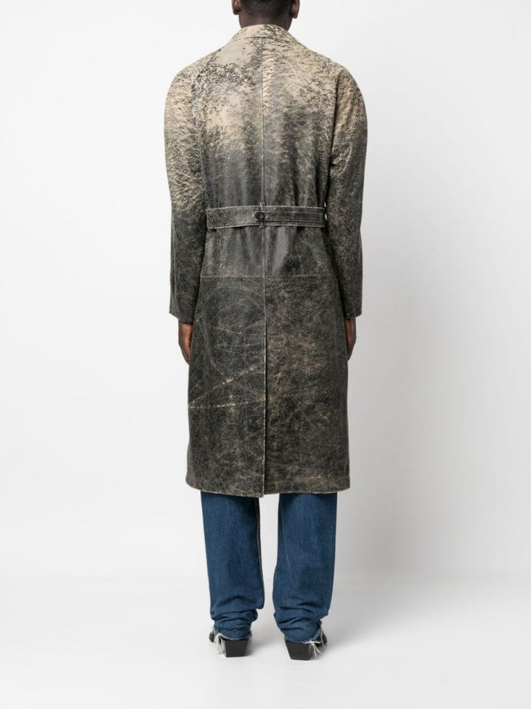 Black L-delirious Double-breasted Leather Coat