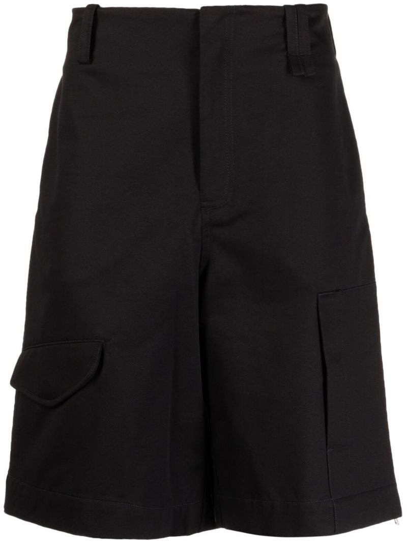 Black Cotton Cargo Shorts