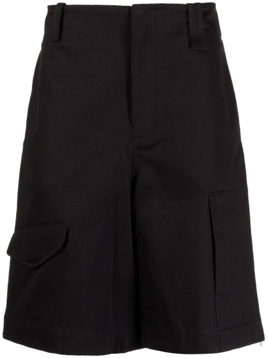 Black Cotton Cargo Shorts