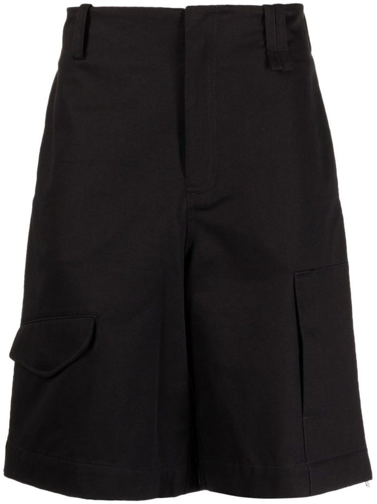 Black Cotton Cargo Shorts