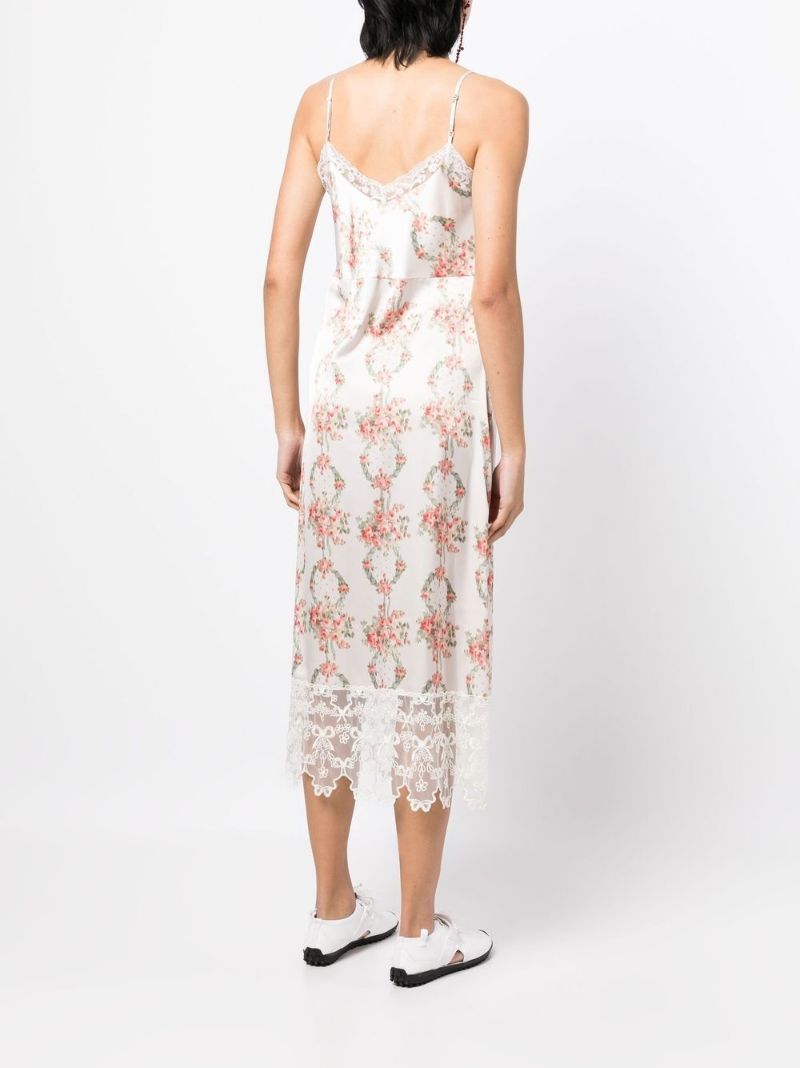 White Floral Print Slip Dress
