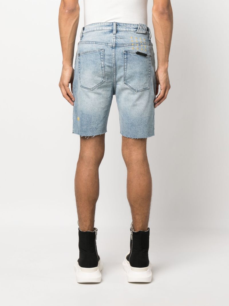 Blue Chopper Short Spray Out Yellow Denim Shorts