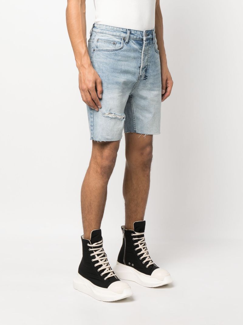 Blue Chopper Short Spray Out Yellow Denim Shorts