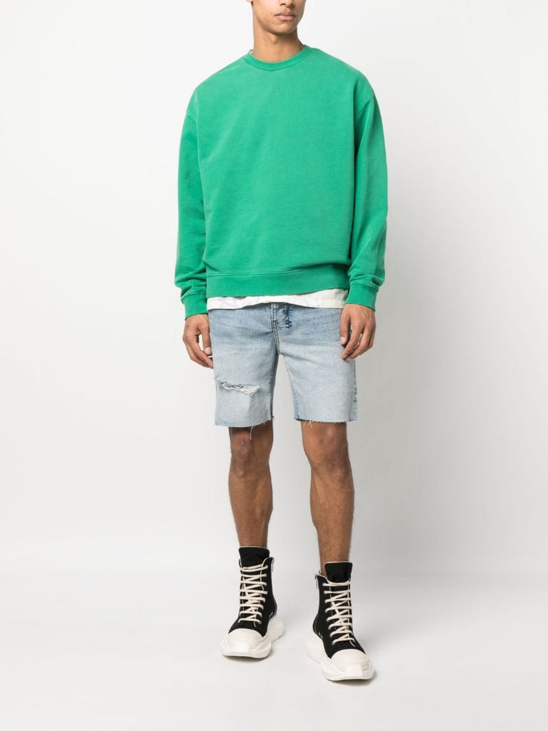 Blue Chopper Short Spray Out Yellow Denim Shorts