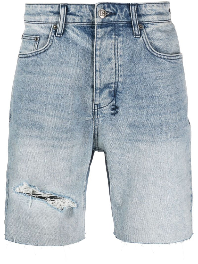Blue Chopper Short Spray Out Yellow Denim Shorts