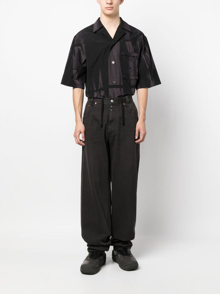 Black Mid-rise Wide-leg Jeans