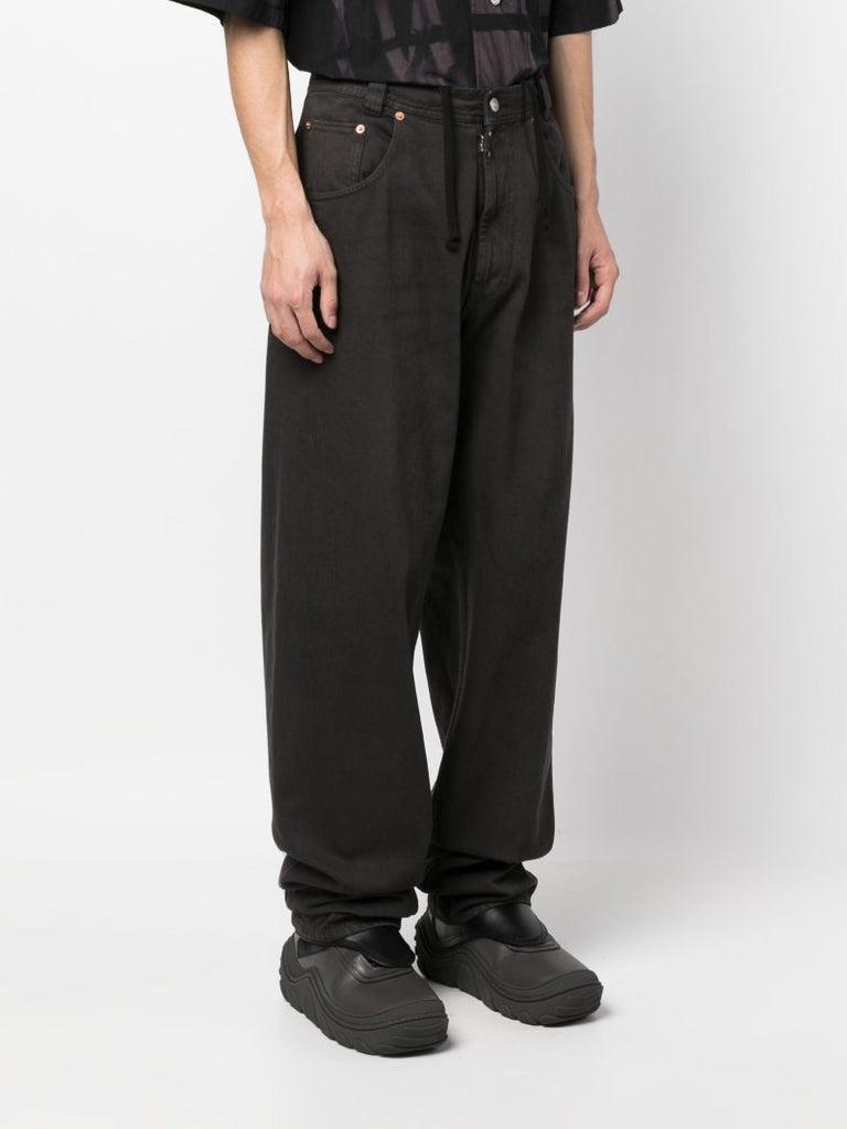 Black Mid-rise Wide-leg Jeans