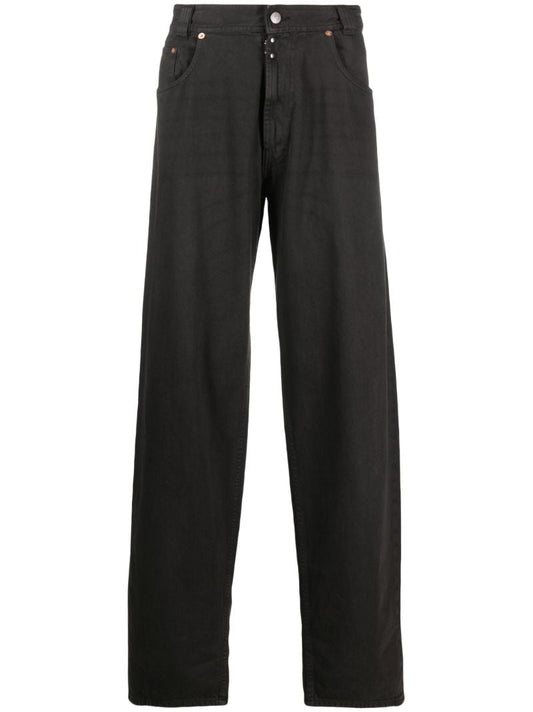 Black Mid-rise Wide-leg Jeans