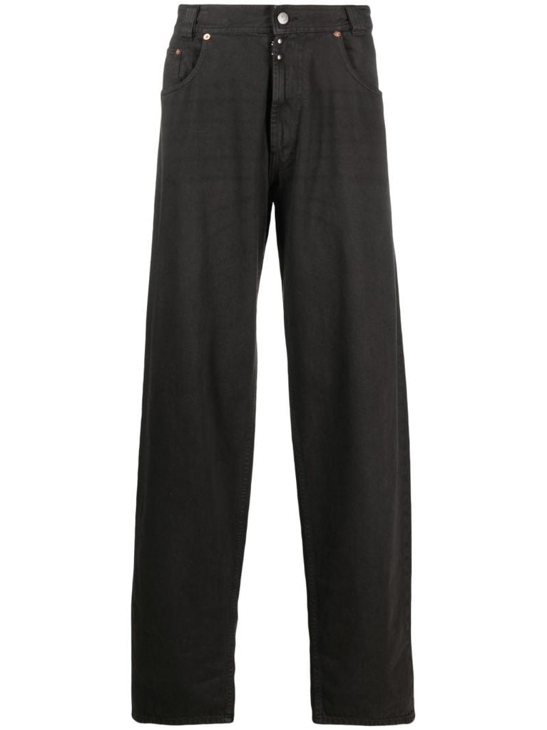 Black Mid-rise Wide-leg Jeans