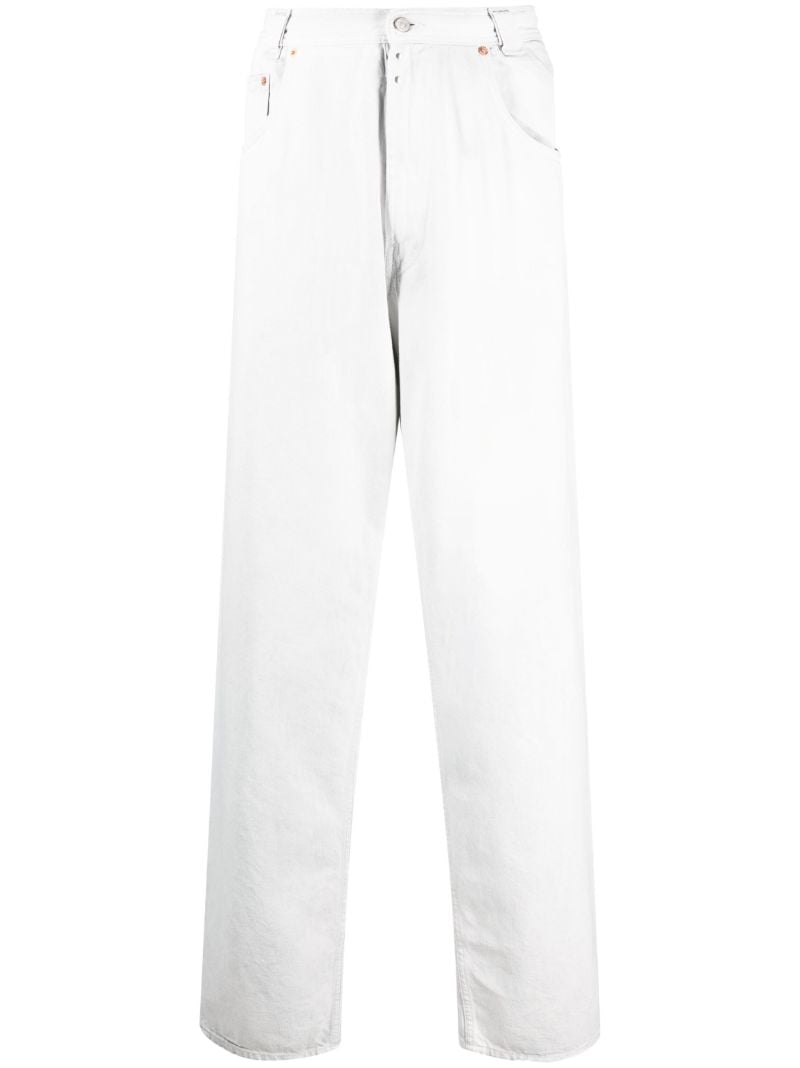 White Mid-rise Wide-leg Jeans