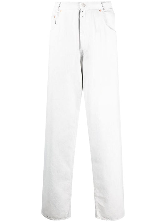White Mid-rise Wide-leg Jeans