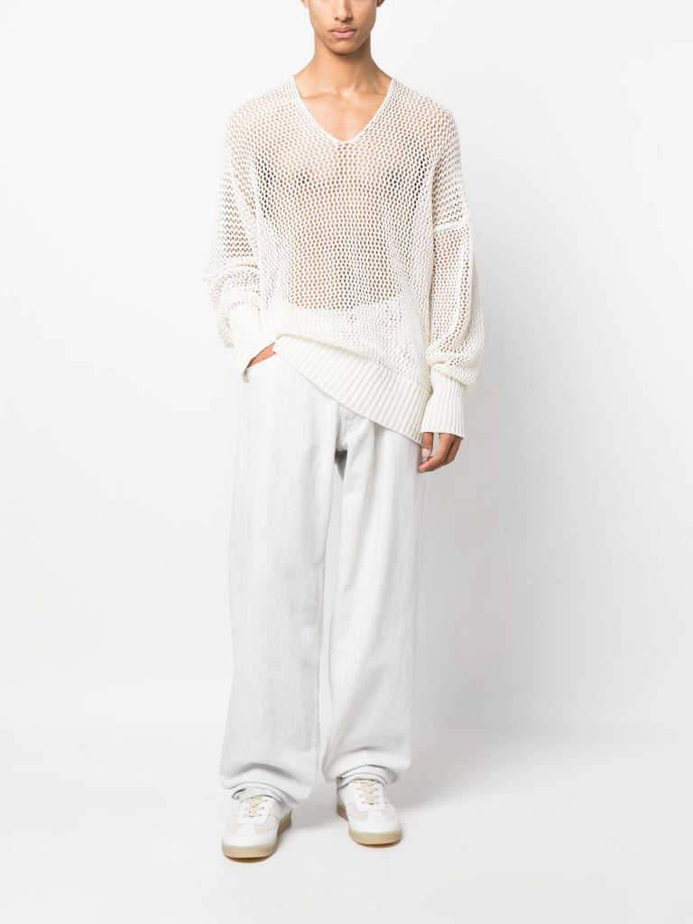 White Mid-rise Wide-leg Jeans