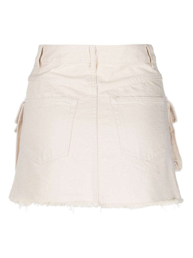 White Frayed Cargo Mini Skirt