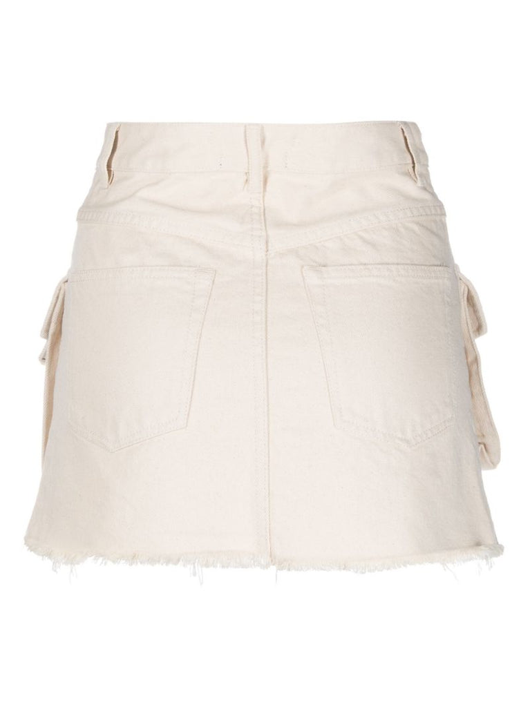 White Frayed Cargo Mini Skirt