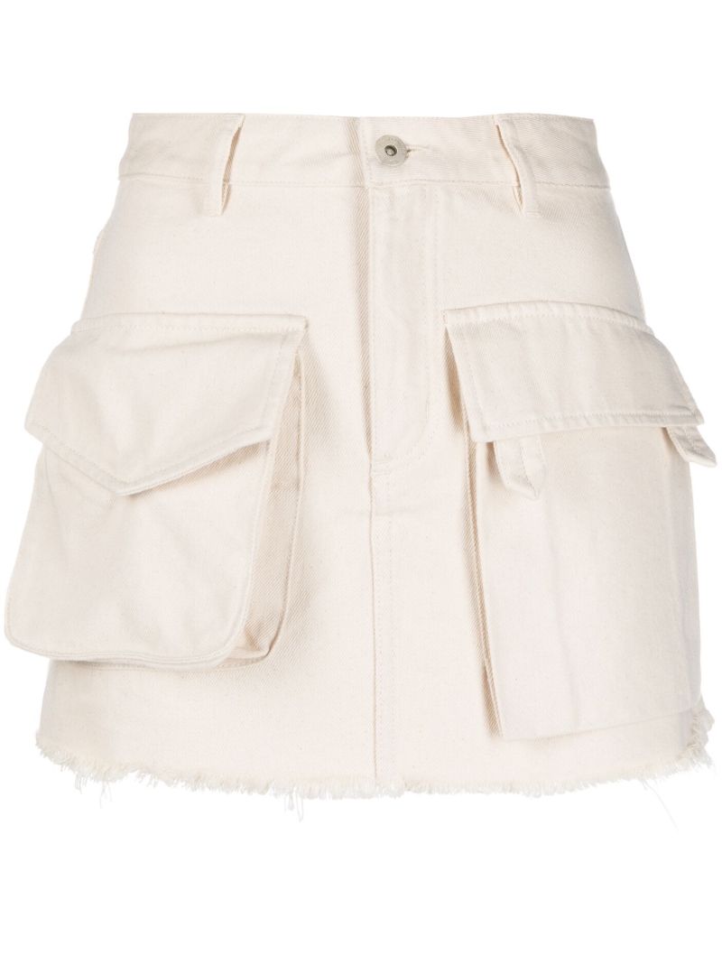 White Frayed Cargo Mini Skirt