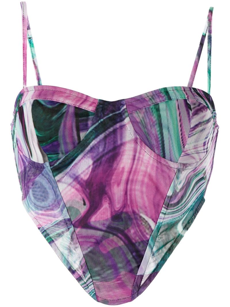 Purple Gina Printed Crop Top