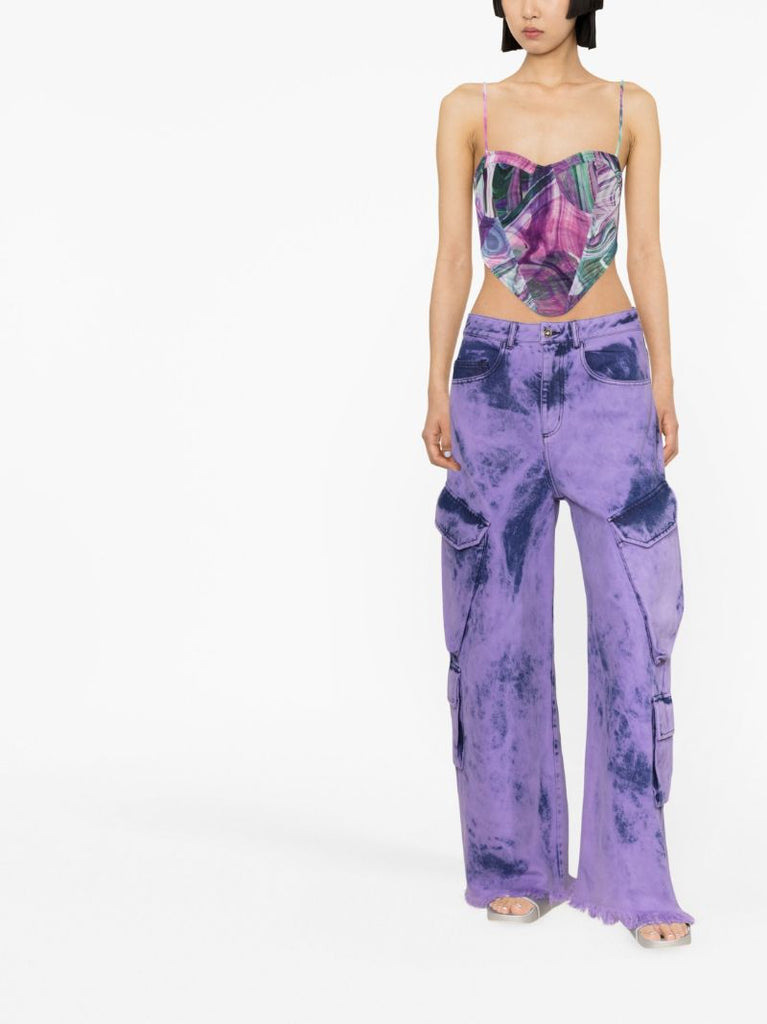Purple Gina Printed Crop Top