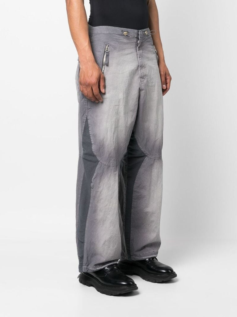 Grey Wide-legged Panelled Trousers