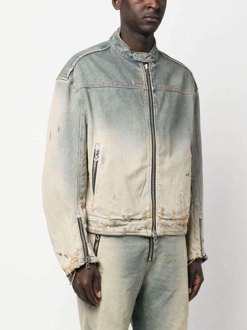Neutral Faded-effect Denim Jacket