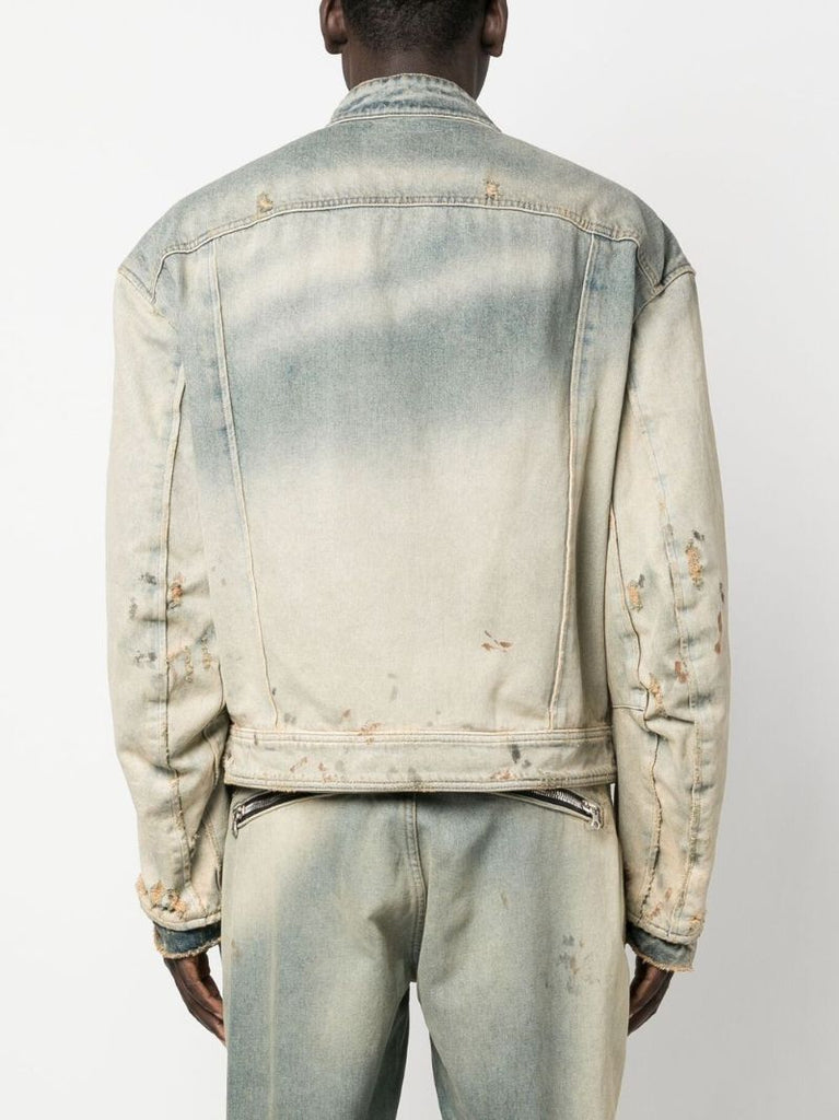 Neutral Faded-effect Denim Jacket