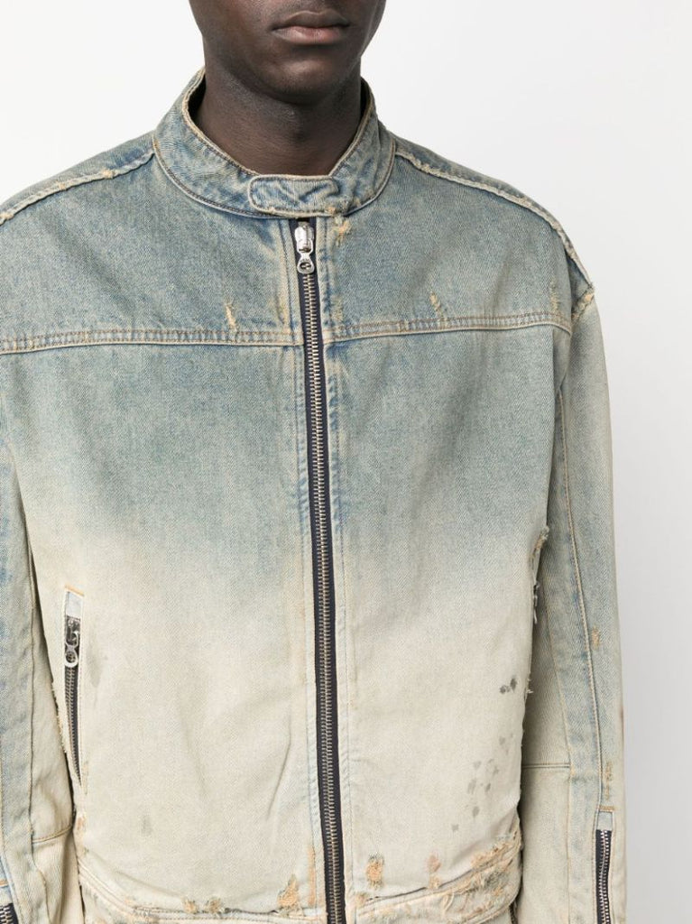 Neutral Faded-effect Denim Jacket