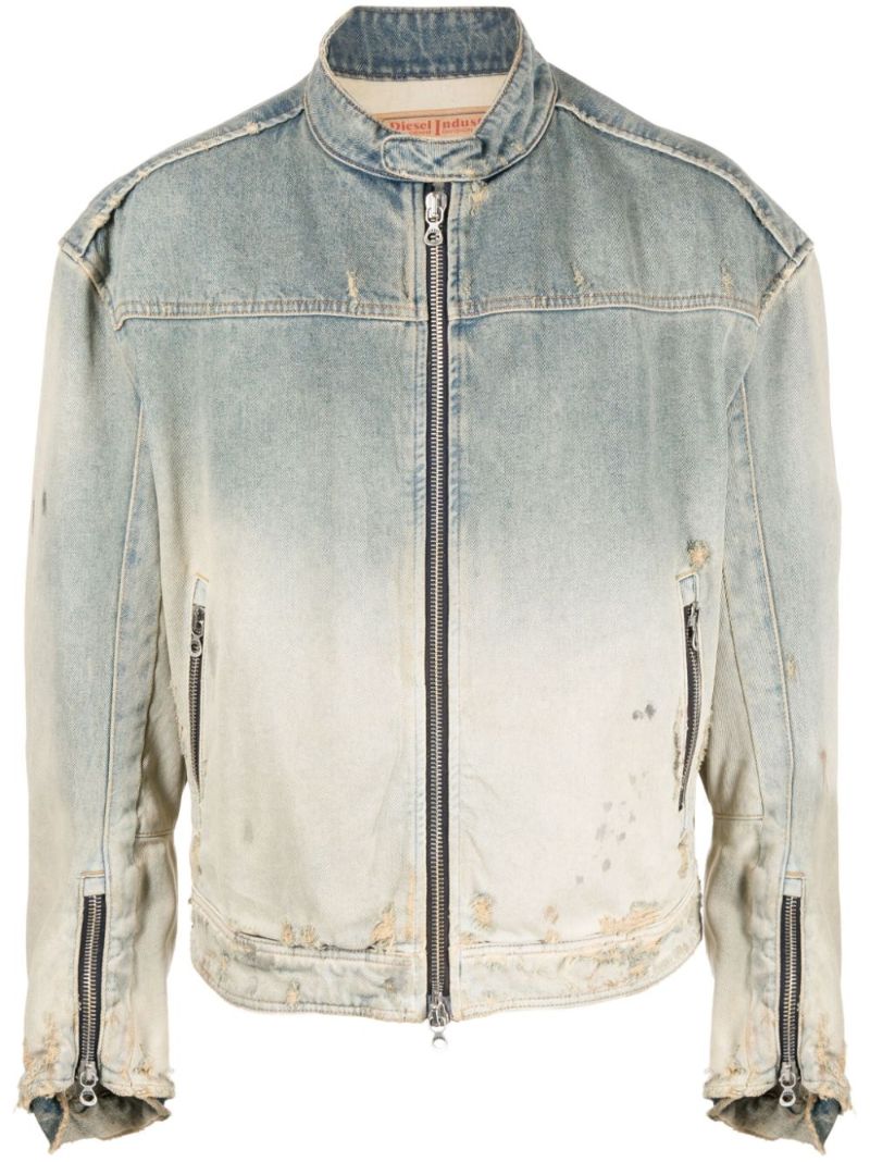Neutral Faded-effect Denim Jacket