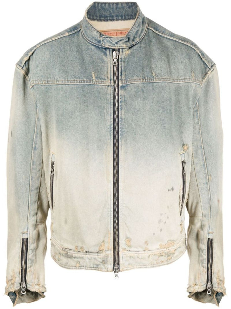 Neutral Faded-effect Denim Jacket